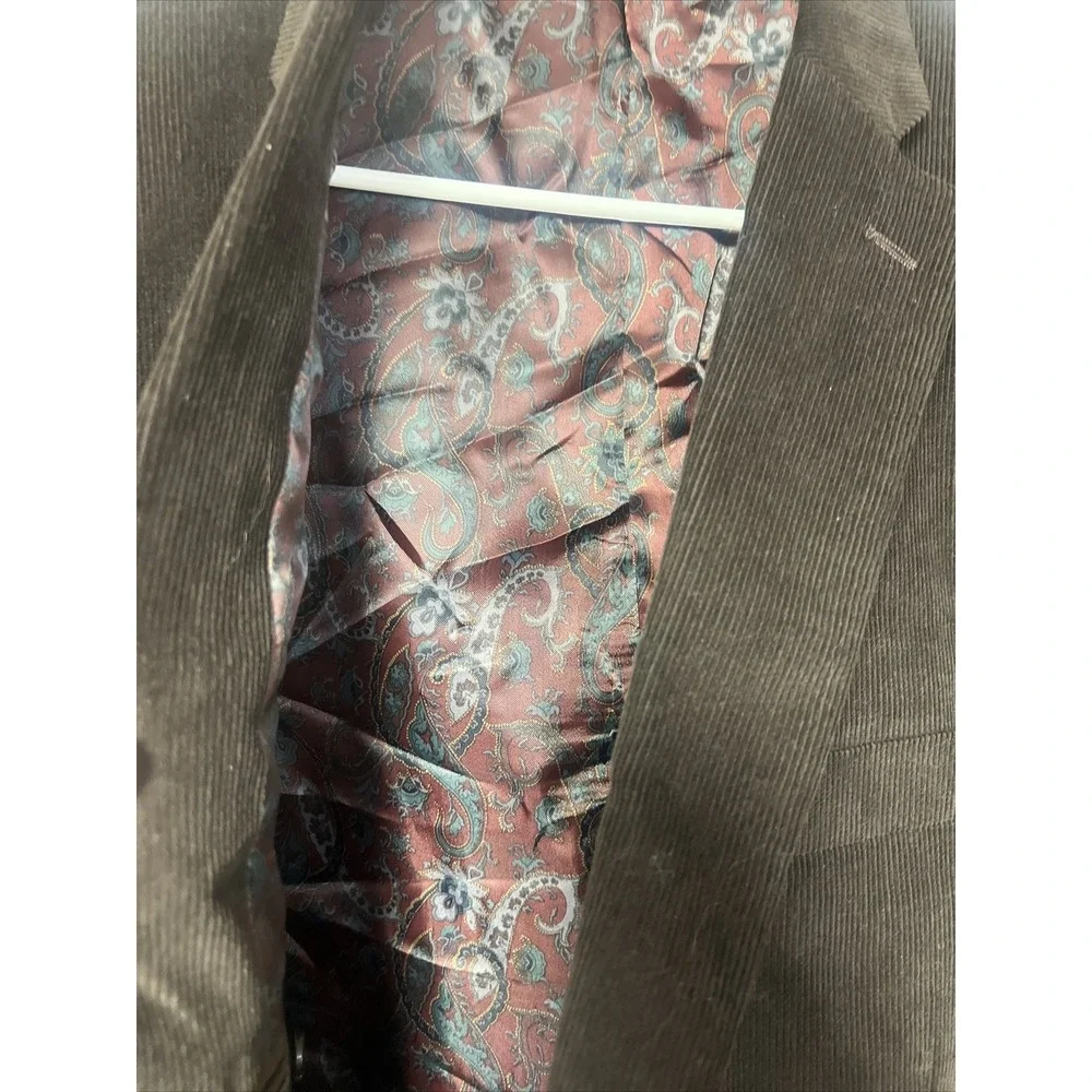 Ralph Lauren Corduroy Brown Elbow Patch Paisley Liner Blazer SportsCoat Size 46L